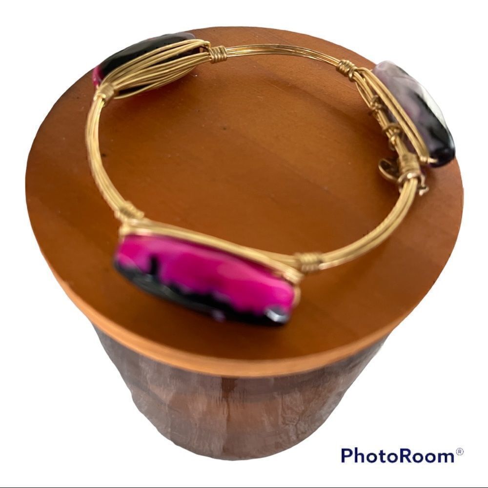 BAUBLEBAR handcrafted beautiful triple stones with gold wire bracelet - Picture 3 of 5